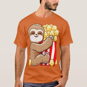 Funny Popcorn Lazy Chill Cute Sloth T Shirt