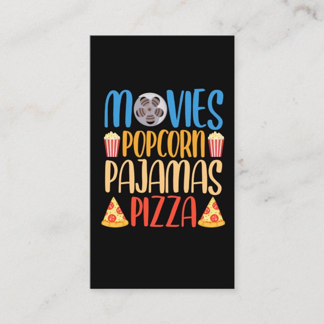 Funny Popcorn Movie och Pizza Film Food Natt Visitkort (Framsida)