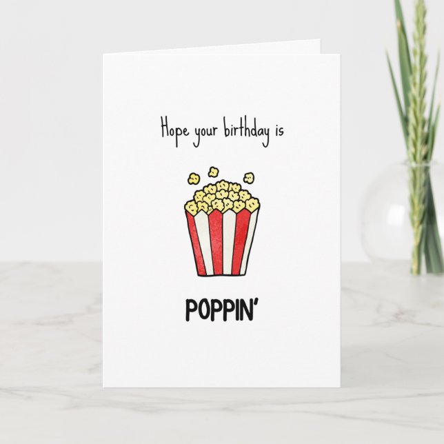Funny Popcorn Pun Birthday Card Anteckningskort (Framsida)