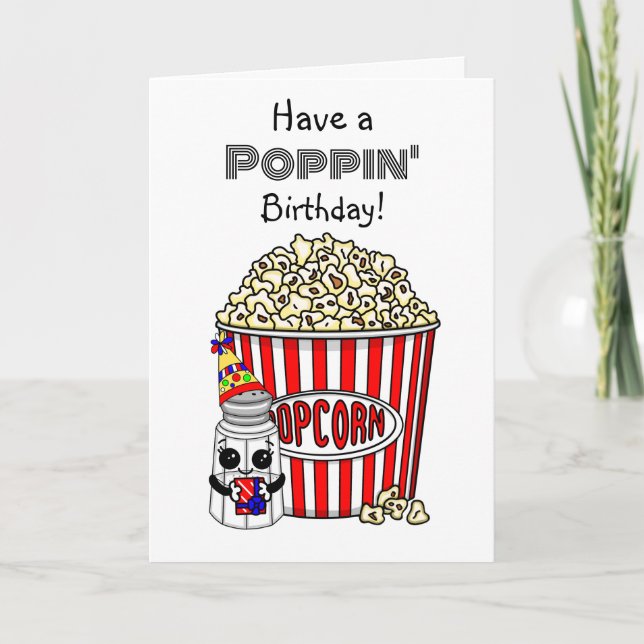 Funny Popcorn Pun | GRATTIS PÅ FÖDELSEDAGEN Kort (Framsida)