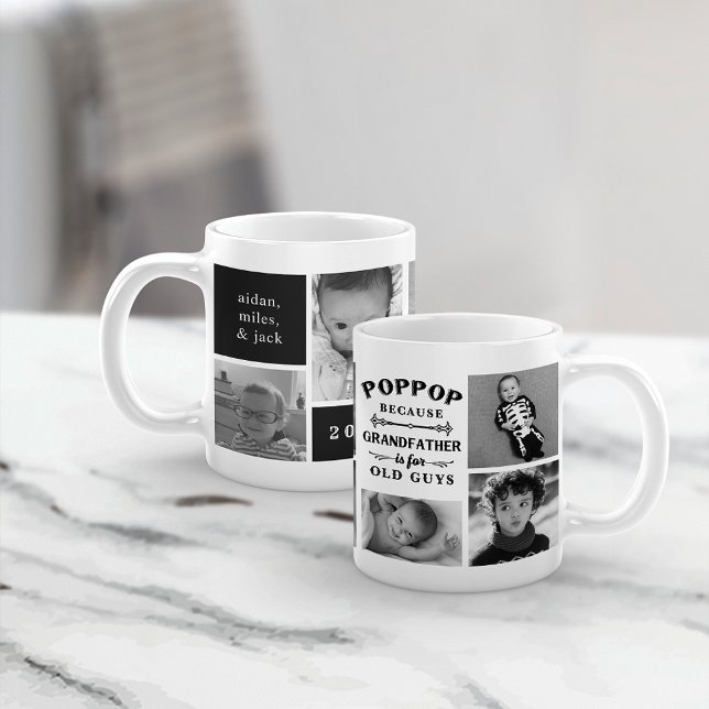 Funny Poppop Grandfather Photo Collage Kaffemugg (Skapare uppladdad)