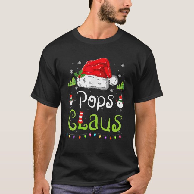 Funny Pops Claus jul Pajamas Santa Hat Famil T Shirt (Framsida)