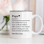 Funny Pops Definition, Grandfather 70th Birthday Två-Tonad Mugg<br><div class="desc">Funny Pops Definition, Grandfather 70 Birthday Two-Tone Coffee Mugg - Pops Mugg. Personlig Grandpa Gift. Personlig Gifts. 70:e födelsedagsgåva till honom. Anpassningsbar Mugg. Gåva åt farfar. Farmor, gåva till morfar, morfar, farfar mugg, personlig morfar, rolig morfar mugg, rolig morfar, morfar, morfar, morfar, mugg, morfar, morfar, mugg, personlig, 70-årsgåva, gåva till...</div>