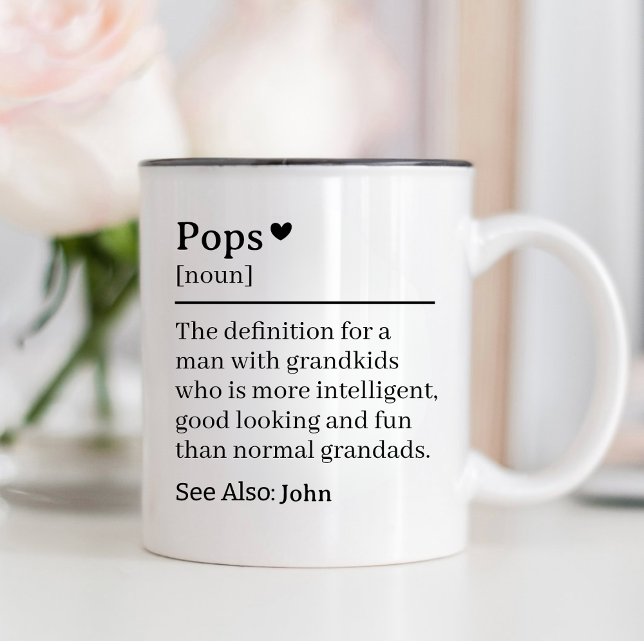 Funny Pops Definition, Grandfather 70th Birthday Två-Tonad Mugg (Skapare uppladdad)
