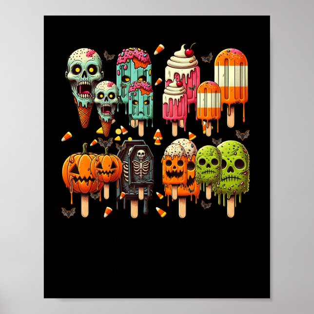 Funny Popsicle Summer Horror Halloween Glass Su Poster (Framsidan)