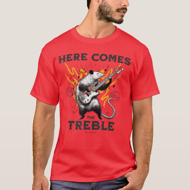 Funny Possum Here Comeshereble Bass Guitar Rock Mu T Shirt (Framsida)