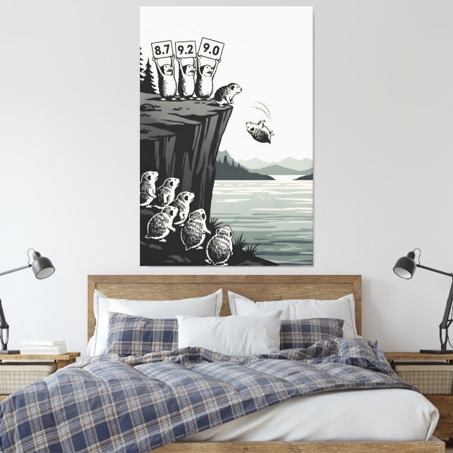 Funny poster featuring lemmings canvas print (Insitu (sovrum))