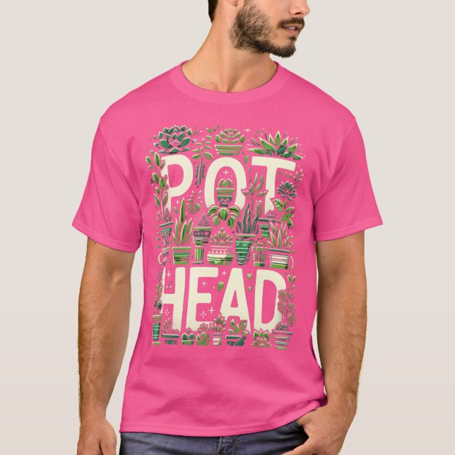 Funny Pot Plants Head Cute Funny Succulent Garden T Shirt (Framsida)