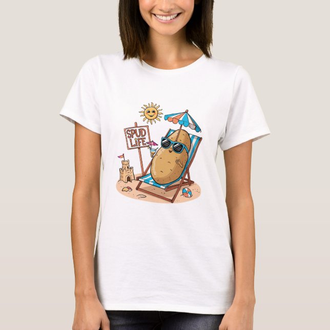 Funny Potato Beach Life Design - Spud Life Humor I T Shirt (Framsida)