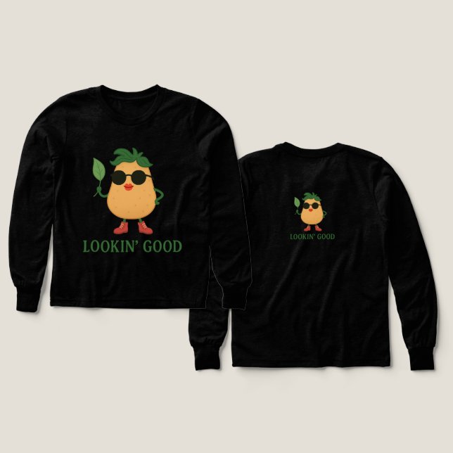 Funny Potato Boys Long Sleeve Shirt T Shirt (Design framsida och baksida)