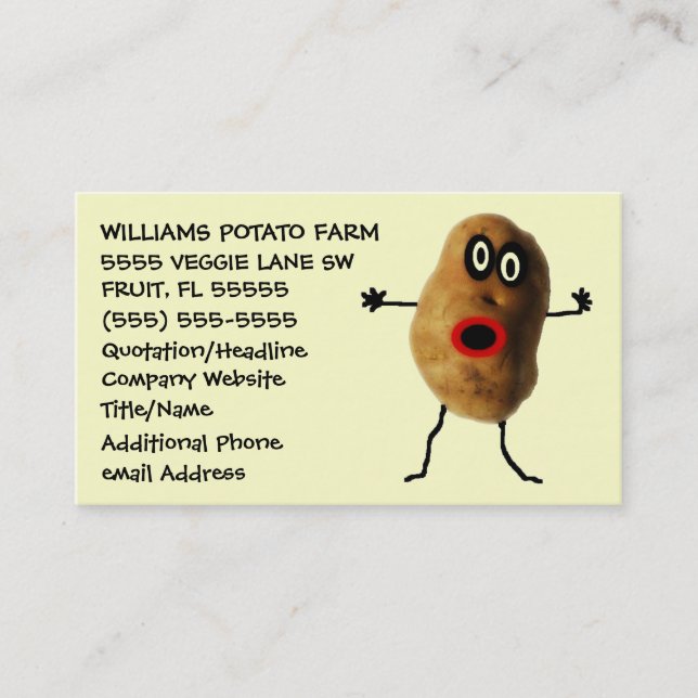 Funny Potato Farmer Advertising Visitkort (Framsida)