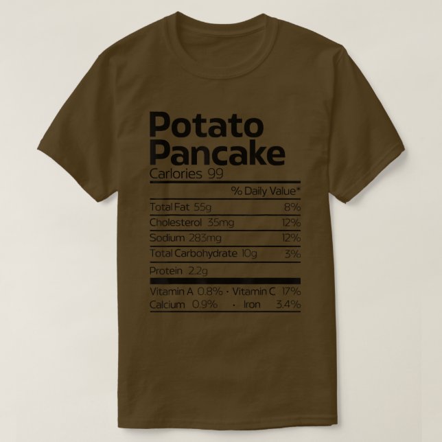 Funny Potato Pancake Nutrition Fact Christmas Hanu T Shirt (Design framsida)
