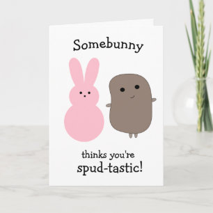 Funny Potato Rosa Bunny Påsk Kort