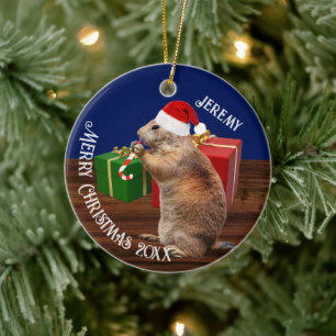 Funny Prairie Hund i Santa Hat Julgransprydnad Keramik
