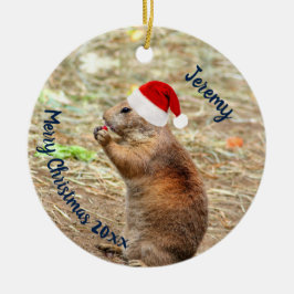 Funny Prairie Hund i Santa Hat Julgransprydnad Keramik
