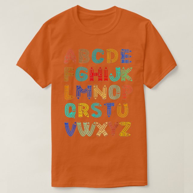 Funny Pre K Kindergarten Hi Alphabet Back To Schoo T Shirt (Design framsida)