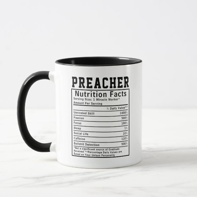 Funny Preacher Nutrition Facts Employker Gift Mugg (Vänster)