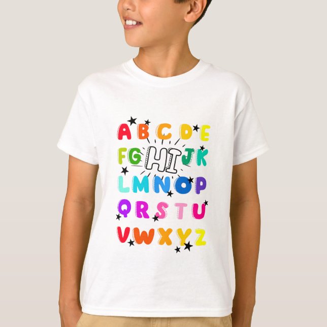 Funny PreK Kindergarten Hi Alphabet Back to school T Shirt (Framsida)