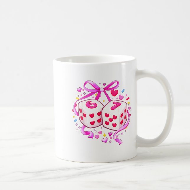 Funny Preppy 67 Valentine Six Seven Dice 6 7 Women Kaffemugg (Höger)