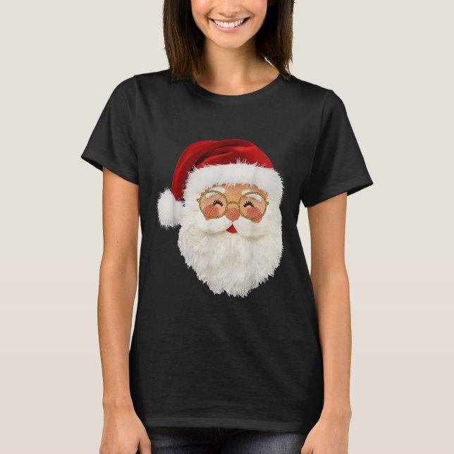 Funny Preppy Realistic Faux Yarn Santa Claus Merry T Shirt (Framsida)
