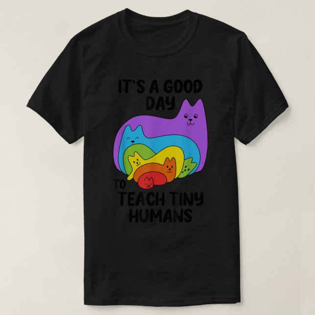 Funny Preschool Teacher Teach Tiny Humans Rainbow T Shirt (Design framsida)
