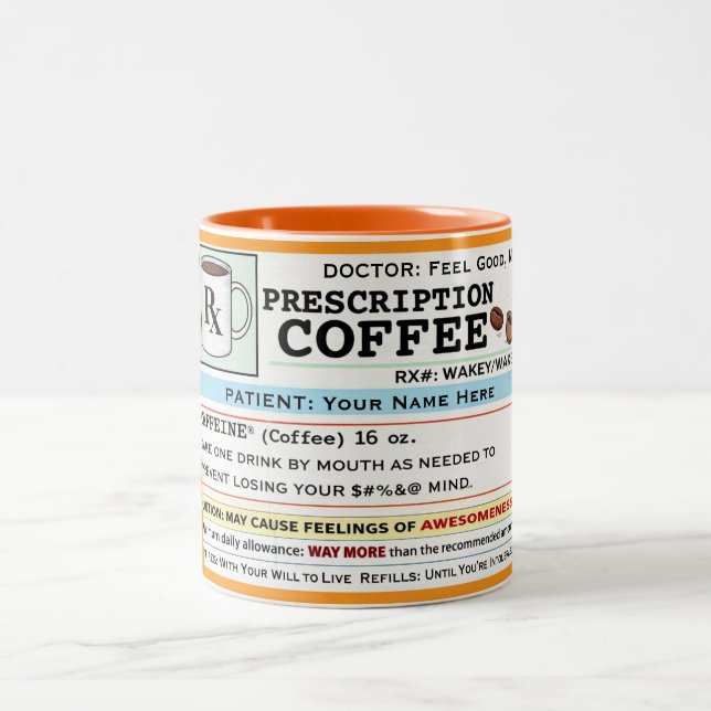Funny Prescription RX Coffee Customizable Mug Två-Tonad Mugg (Center)