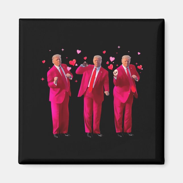 Funny President Trump Dancing Donald Trump Heart V Magnet (Framsidan)
