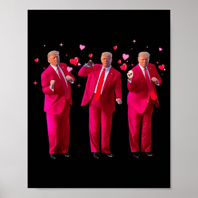 Funny President Trump Dancing Donald Trump Heart V Poster (Framsidan)