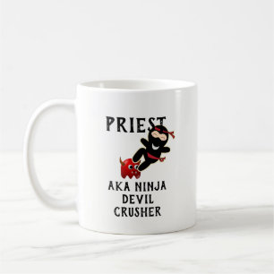 Funny Priest Gift AKA Ninja Djävulen Crusher Kaffemugg