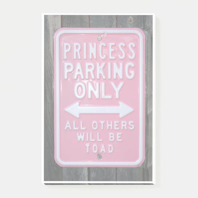 Funny Princess Parking Only-tecken Post-it Block (Framsida)