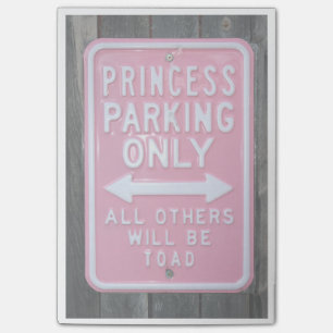 Funny Princess Parking Only-tecken Post-it Block