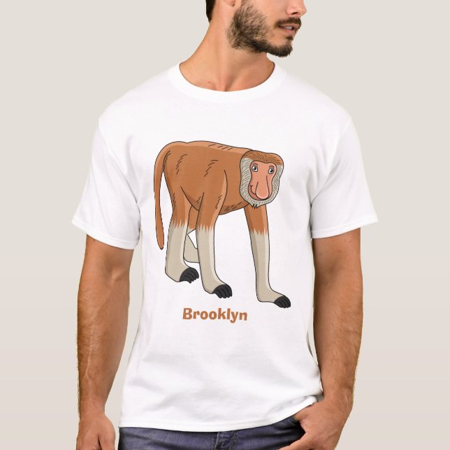 Funny proboscis monkey cartoon illustration t shirt (Framsida)