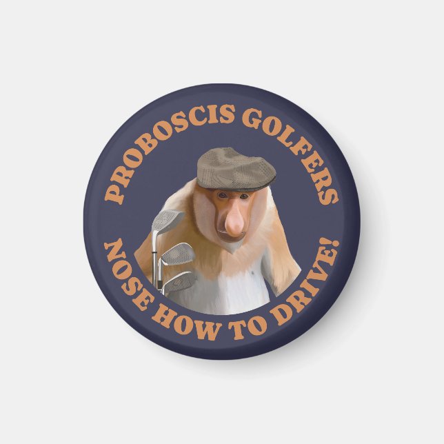 Funny Proboscis Monkey Golf Älskare Magnet (Framsidan)