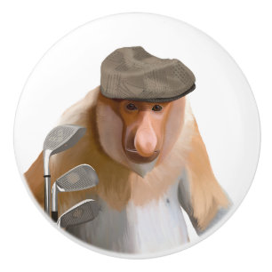 Funny Proboscis Monkey Golfer Knopp