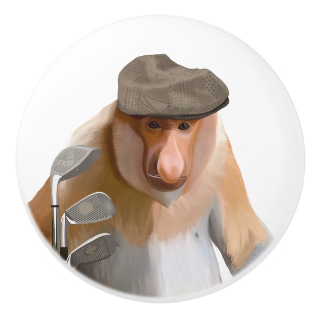 Funny Proboscis Monkey Golfer Knopp (Framsidan)