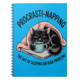 Funny Procrastination Nap Cat Anteckningsbok