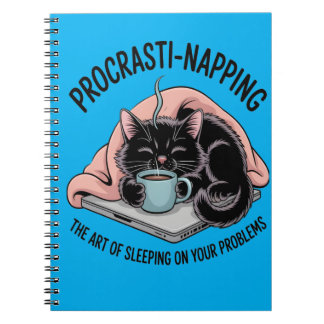 Funny Procrastination Nap Cat Anteckningsbok