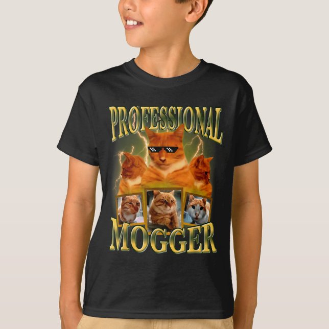 Funny Professional Mogger Cat Meme Mewing Looksmax T Shirt (Framsida)