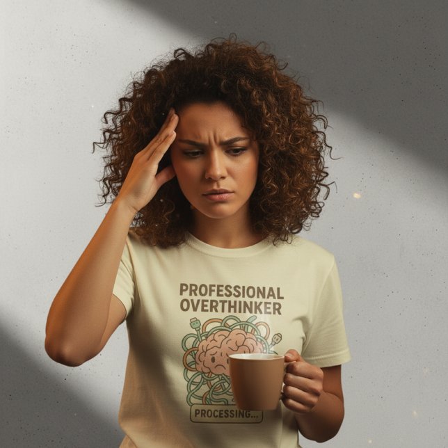 Funny Professionell Overthinker Brain Tecknad T Shirt (My brain is currently running 47 tabs, 3 spreadsheets, and a live emotional crisis. T-shirt says it )