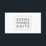 Funny Professionell Städning Service Germaphobes Visitkort<br><div class="desc">Ett unikt affärskort för en städning eller sanitizing-tjänst är att denna utformning har ett minimalistiskt stil i ren modern text. På framsidan finns "GERMAPHOBES UNITE" med ett avstånd på 3 linjer omgivet av ett tunt, invändigt ram. Det ser rent ut och friskt ut i enlighet med yrket. På baksidan av...</div>