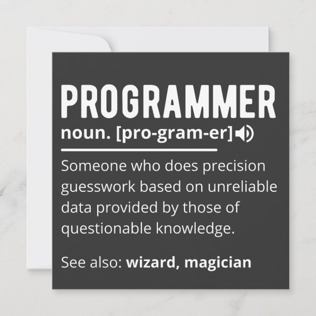 Funny Programmer Code Developer Meaning Definition Inbjudningar (Framsida)