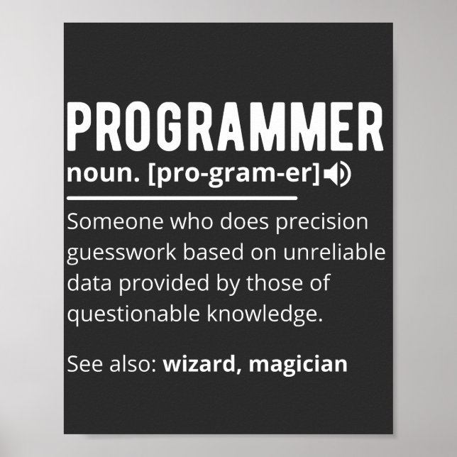 Funny Programmer Code Developer Meaning Definition Poster (Framsidan)