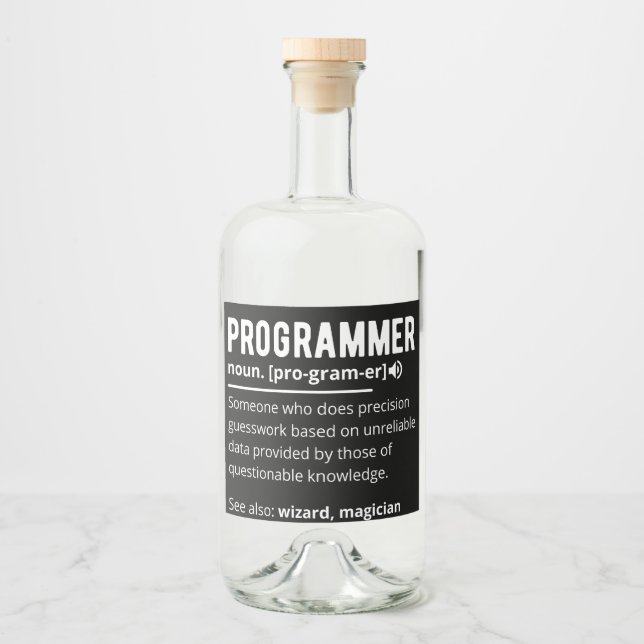 Funny Programmer Code Developer Meaning Definition Spritflaskor Etikett (Framsida)