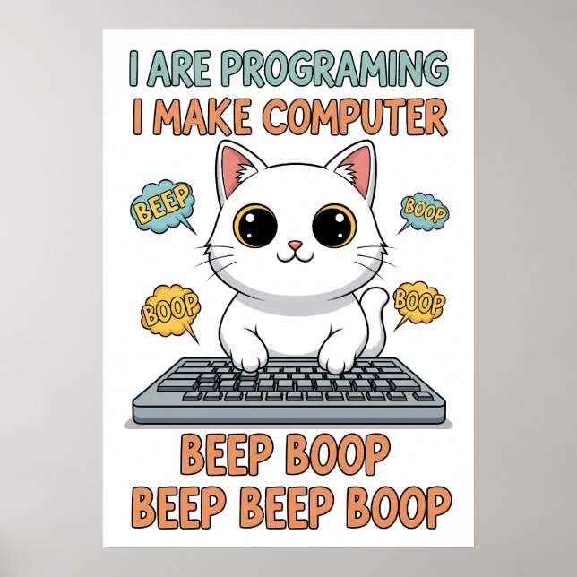 Funny Programming Cat Meme - "I Are Programing" Poster (Framsidan)