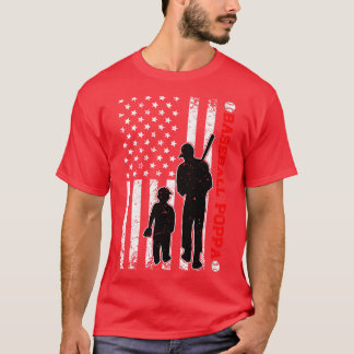 Funny Proud Baseball Poppa American Flagga Far D T Shirt