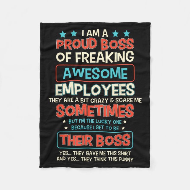 Funny Proud Boss Employee Appreciation Office Men  Fleecefilt (Framsidan)