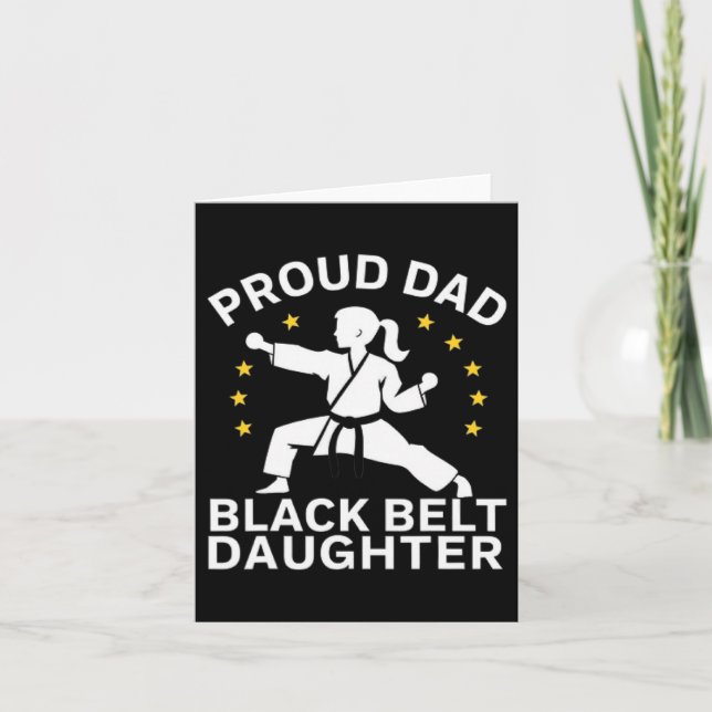 Funny Proud Pappa Black Bälte Dotter Karate Pappa  Kort (Framsida)