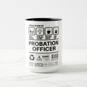 Funny provansvarig som hanterar information mugg