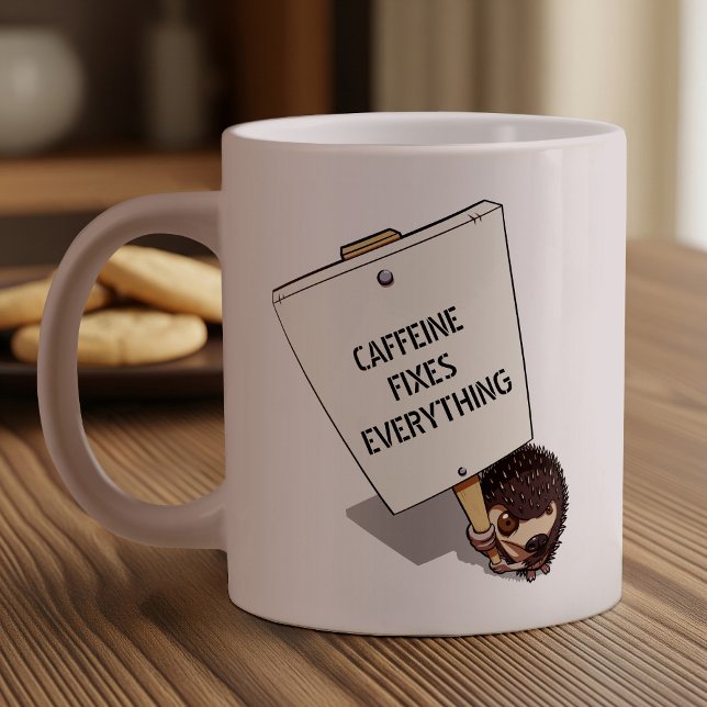Funny provare med Tecknaden Placard Hedgehog Jumbo Mugg (Skapare uppladdad)