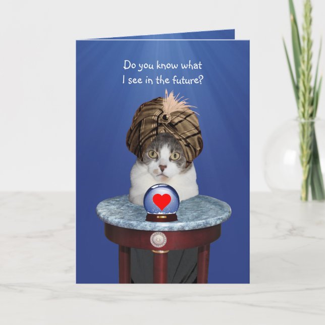 Funny Psychic Kattunge Valentine Helgkort (Framsida)